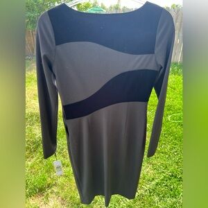 Calvin Klein Elegant Black with Velvet Trim Sheath Dress